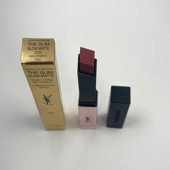 YSL The Slim Glow Matte Lipstick 202 Insurgent Red BRAND NEW - Picture 3 of 3